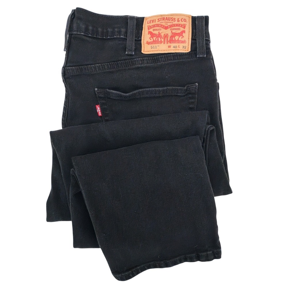 Levi's 511 Slim Fit Mens Black‎ Denim Jeans 40x32 Fits 37x30 Style 04511-5382